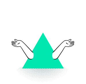 A pyramid-shaped "Kin" with arms out, ready to lead