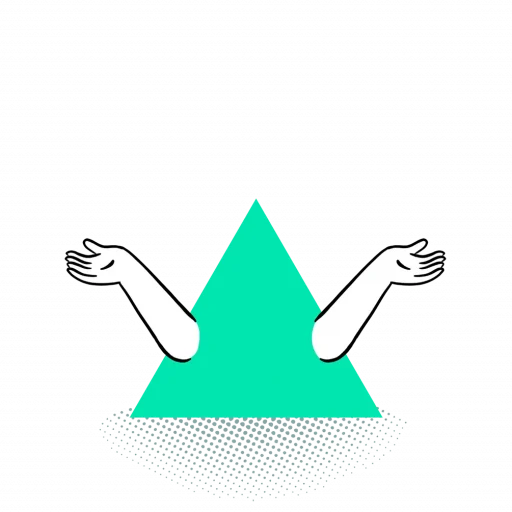 A pyramid-shaped "Kin" illustration with arms out, ready to lead